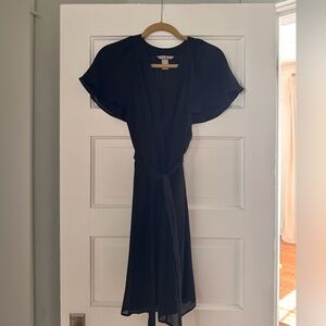 H&M Black Long Sleeve Wrap Dress with Flutter Sleeves XS NWOT